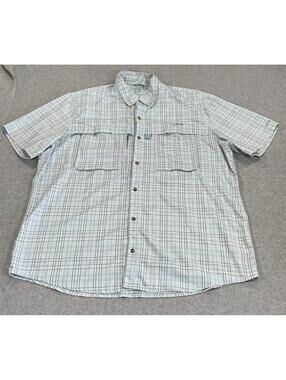 L.L.Bean UPF 50+ Plaid Fishing Shirt XXL Tall Blue Vented Performance